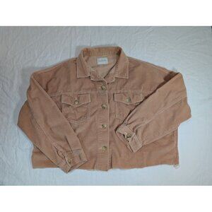 AE American Eagle Cropped Corduroy Oversized Shirt Jacket Womens Size Large T8